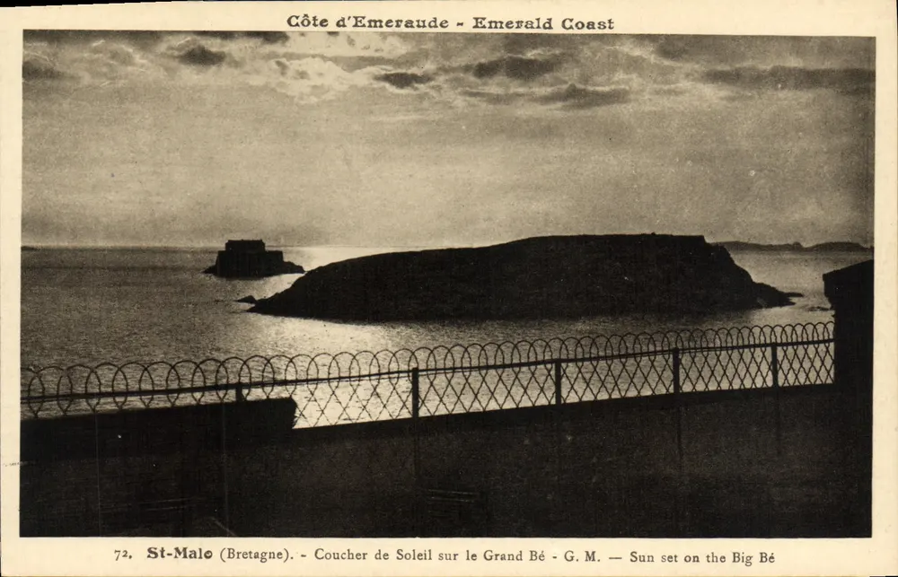 St-Malo (Bretagne) — Sonnenuntergang am Grand Bé — G.M. — Edition Maurice Guérin - Vorderseite