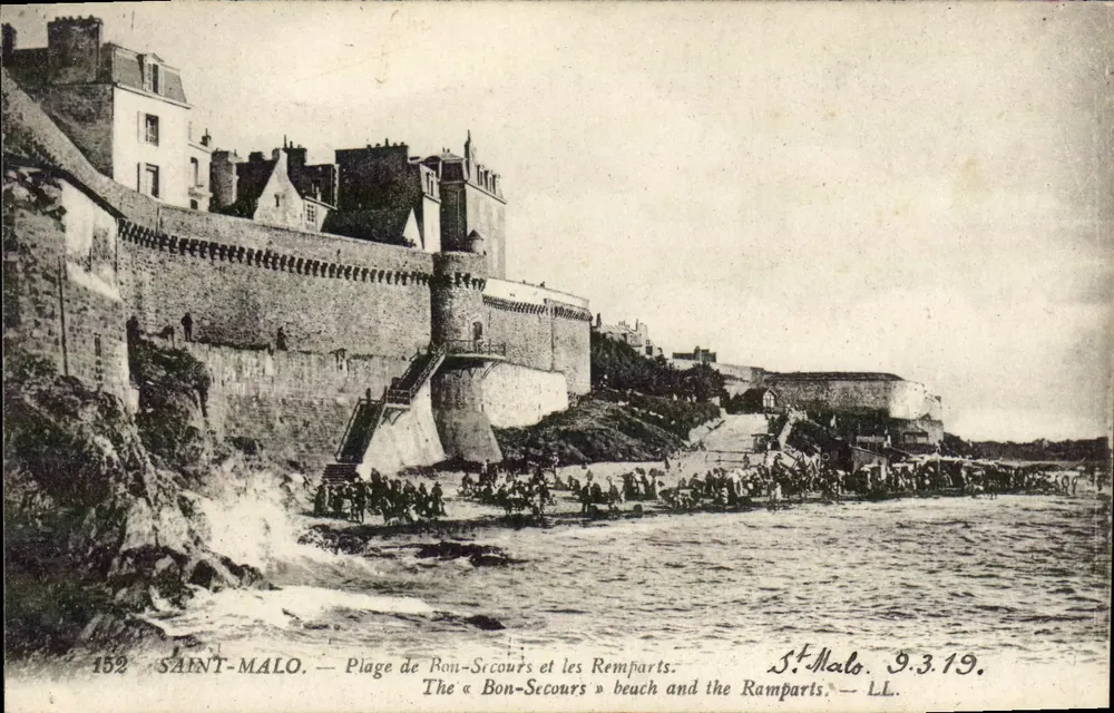 Saint-Malo — Strand von Bon-Secours und die Mauern — LL, Nr. 152 - Vorderseite