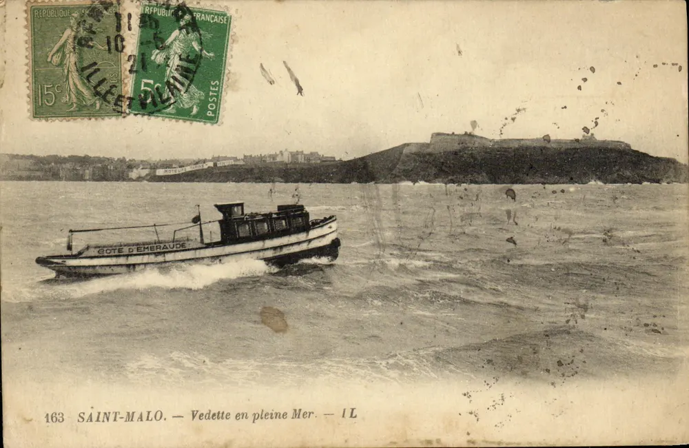 Saint-Malo — Vedette en pleine Mer — éditeur Lery Fils et Cie, Paris-Venise, n° 163 - Vorderseite