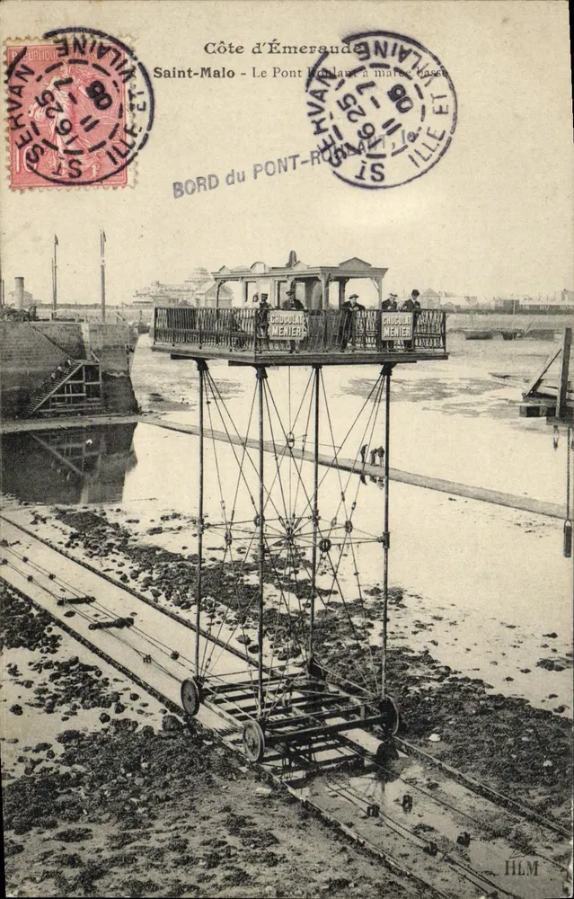 Saint-Malo - O Ponte-Rolante à maré baixa — Chocolat Menier, HLM - Frente