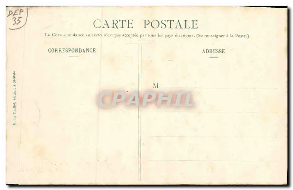 St-Malo — Ansicht vom Deich von Paramé — H. Le Malliot, Verlag, Nr. 3 - Rückseite