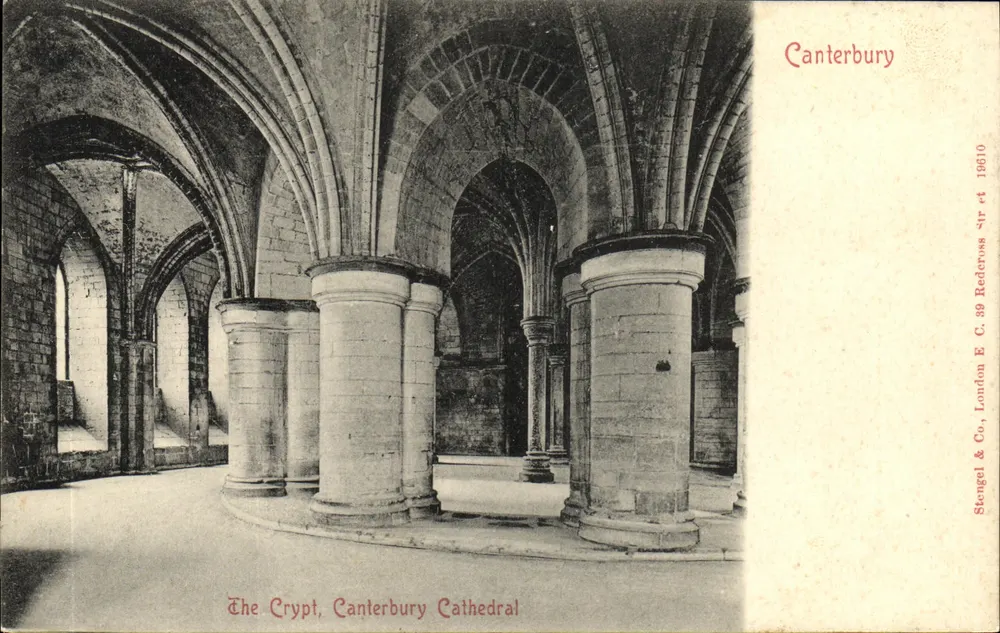 A Cripta, Catedral de Canterbury — Stengel & Co, London E. 89 Redcross St, 19010 - Frente