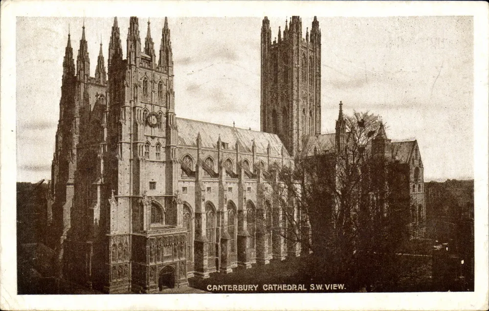 Catedral de Canterbury — vista sudoeste — editor desconhecido, número de série não visível - Frente