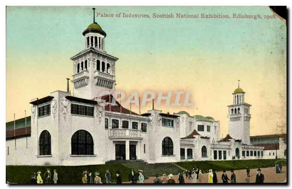 Palast der Industrie, Schottische Nationale Ausstellung, Edinburgh — 1908 — Valentine's Series - Vorderseite