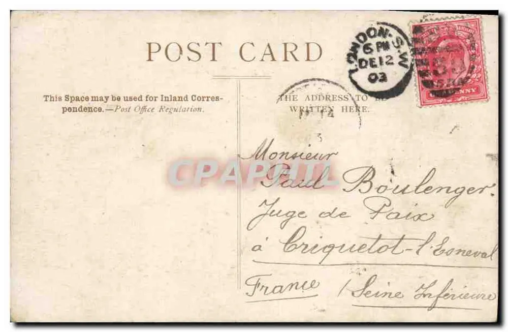 The Royal Exchange, London — éditeur T.N.D. n° 142 - Verso