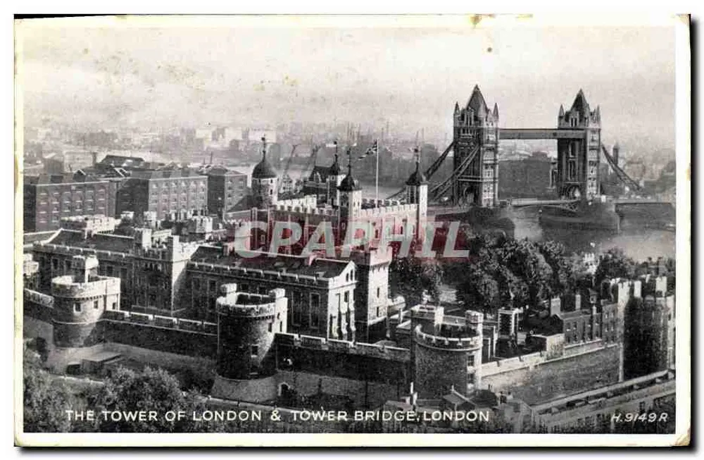 Die Tower of London & Tower Bridge, London — veröffentlicht von Valentine & Sons Ltd, Nr. H.9149R - Vorderseite