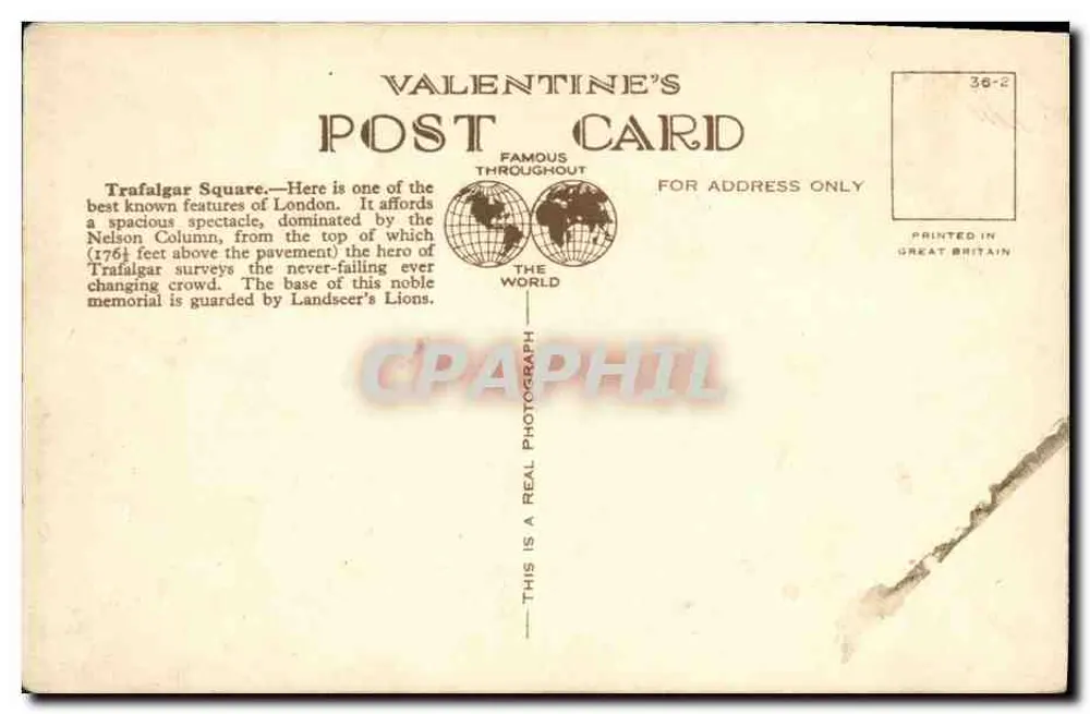 Trafalgar Square & Whitehall — Londen (15) — Valentine's Post Card - Achterkant