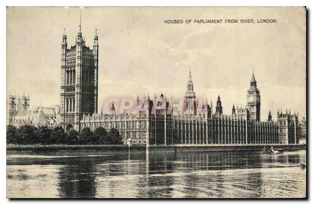 Häuser des Parlaments vom Fluss aus, London — Samuels Ltd. Piccadilly - Vorderseite