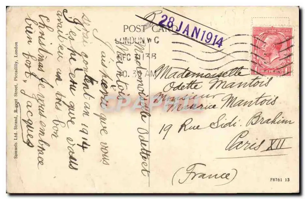 Häuser des Parlaments vom Fluss aus, London — Samuels Ltd. Piccadilly - Rückseite