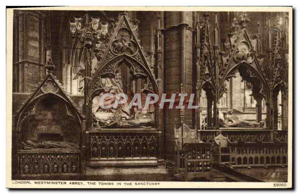 London, Westminster Abbey — Grabmale im Heiligtum — Photochrom Co. Ltd., London - Vorderseite