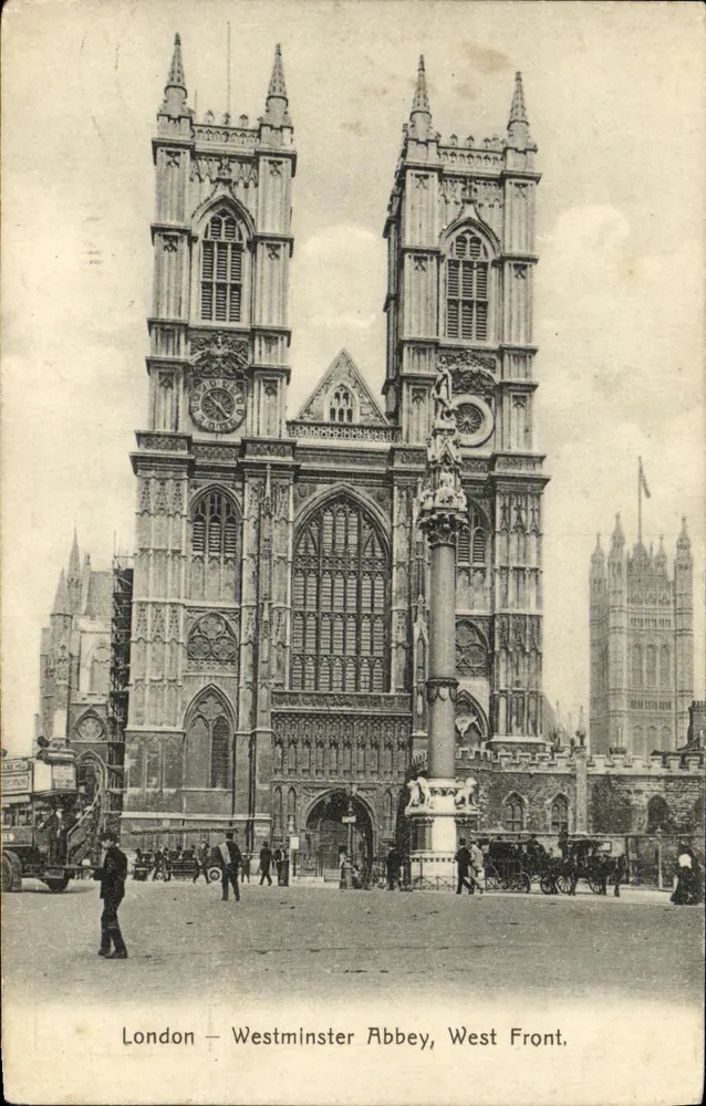 Londres — Abadia de Westminster, Frente Oeste — Publicado por Fielder & Fielder, 83 Lang Lane, Londres S.W. - Frente