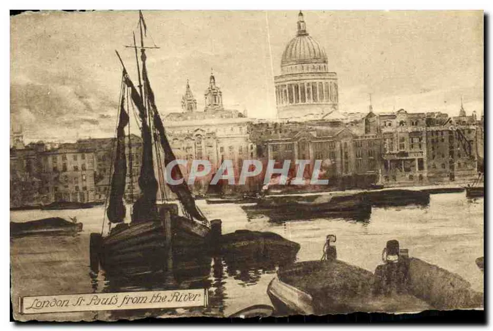 Londres — vista da catedral da Saint-Paul do rio Tâmisa — editor: London & Provincial Co. Ltd. - Frente