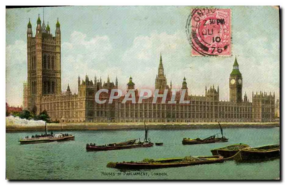Häuser des Parlaments, London — Ansicht des Flusses mit Booten — Verlag The 'Falcon' Series - Vorderseite