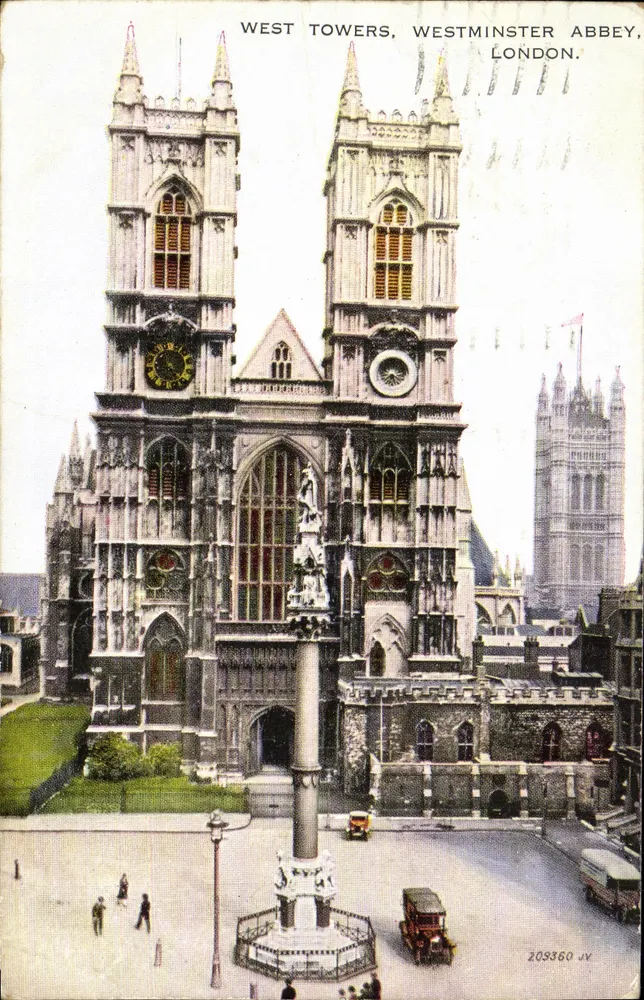 West Towers, Westminster Abbey, London — Valesque Postcard & Sons, Ltd. n° 209360 JV - Vorderseite