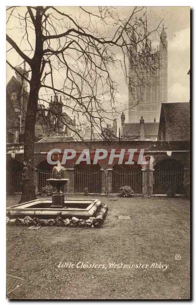 Little Cloisters, Westminster Abbey — uitzicht met fontein en Big Ben toren in de achtergrond — Valentine's serie - Voorkant