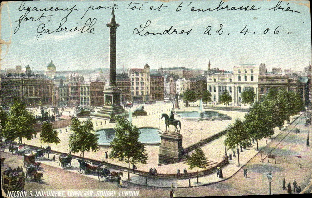 Monumento de Nelson, Square de Trafalgar, Londres — vista panorâmica — editor não visível - Frente