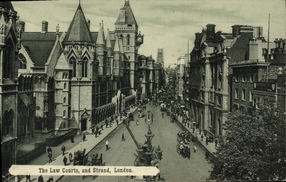 Die Gerichtsgebäude und die Strandstraße, London — The Artistic Publishing Co. — Nr. 2038 - Vorderseite