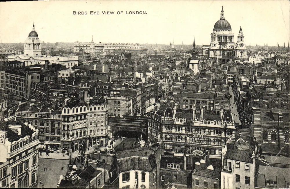 Vista aérea de Londres — Saint-Paul e edifícios — editor não identificado, série 49 - Frente