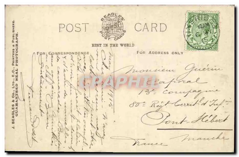 British Museum, Londres — Beagles' Postcards n° 648.G - Verso