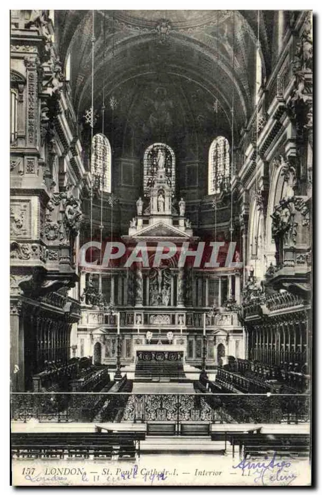 LONDON — Catedral de São Paulo — Interior — Editor: L. H. Ellis, n° 157 - Frente