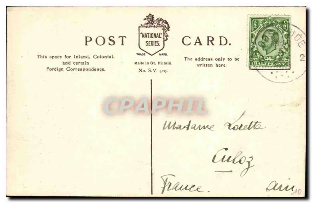 London. Bank of England und Royal Exchange. — Nationale Serie Nr. S.V. 419. - Rückseite
