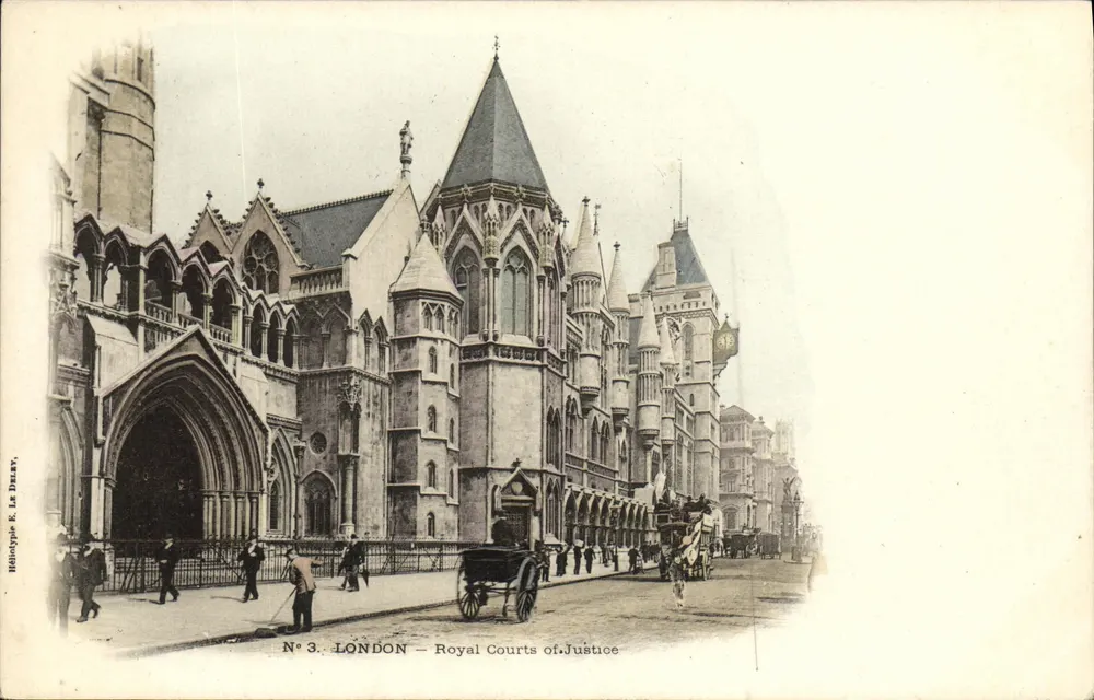 London — Royal Courts of Justice — Heliogravure R. Le Drelly, Nr. 3 - Vorderseite