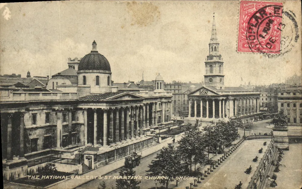 Die National Gallery und die Kirche St. Martin in London — unbekannter Verlag, Seriennummer nicht sichtbar - Vorderseite