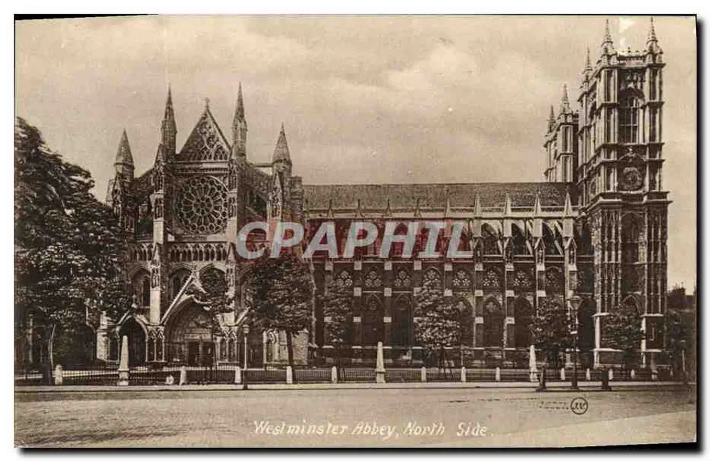 Abadia de Westminster, Lado Norte — vista da fachada gótica com roseira — editor Valentine's Series - Frente