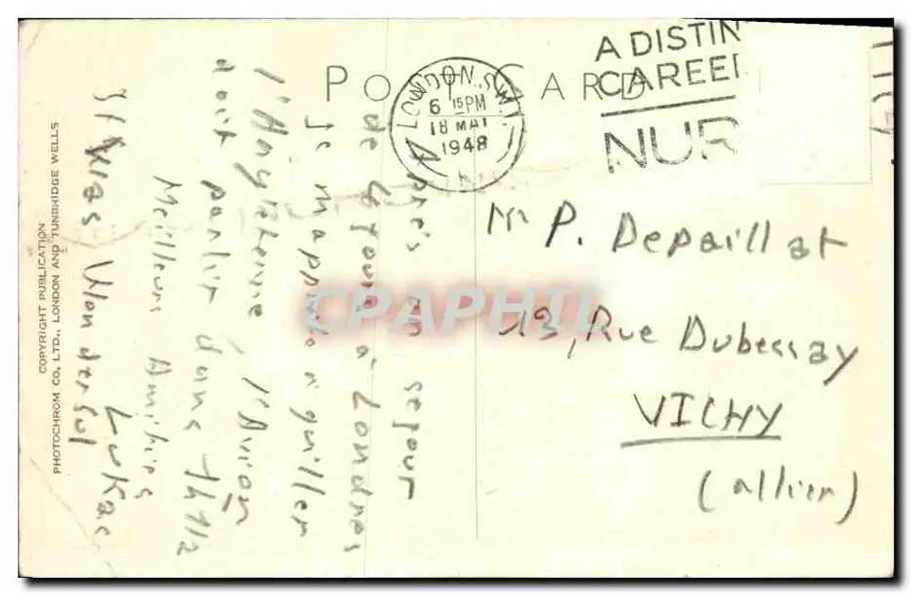 लंदन, वाटरलू ब्रिज — टेम्स पर दृश्य सेंट पॉल के साथ — फोटोक्रोम कंपनी लिमिटेड और टम्बरिज वेल्स, संख्या 87640 - पीछे
