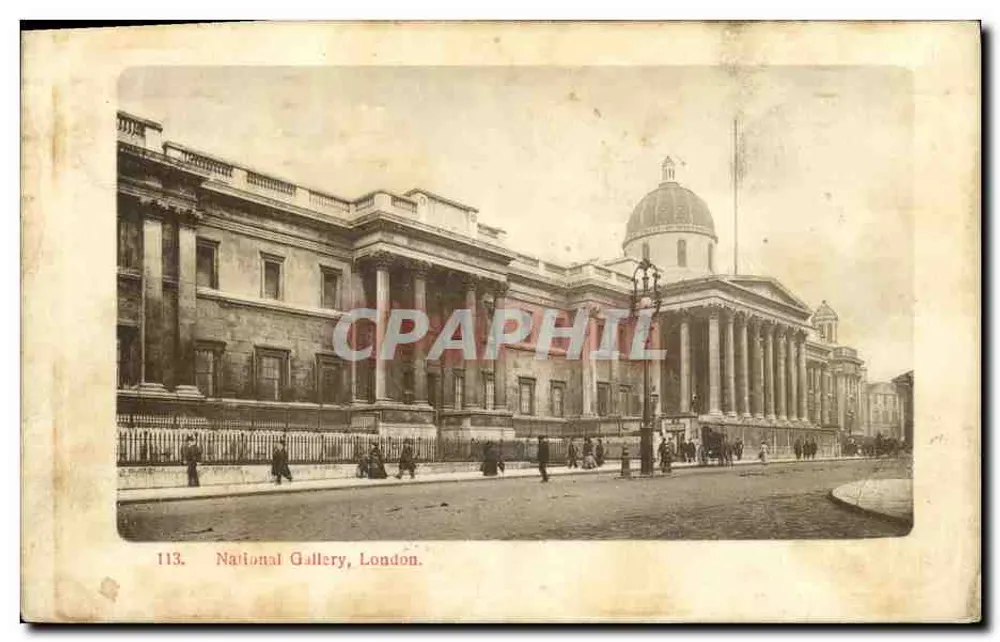 National Gallery, London — façade néoclassique avec dôme — éditeur : 'National Gallery, London' et n° 113 - Frente