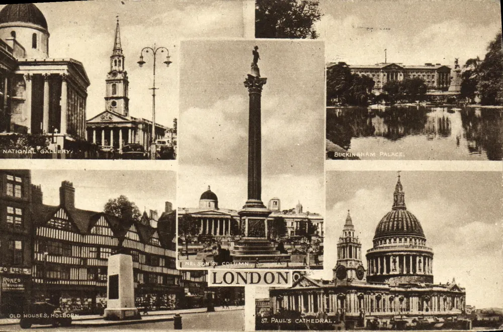 London — Collage von Denkmälern — Verlag Ronéo - Vorderseite