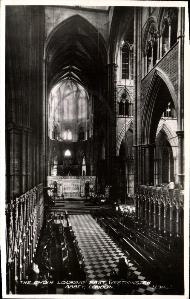 Der Chor der Westminster-Abtei — Blick nach Osten — Valentine & Sons, Ltd., Dundee und London, Nr. H.3947 - Vorderseite