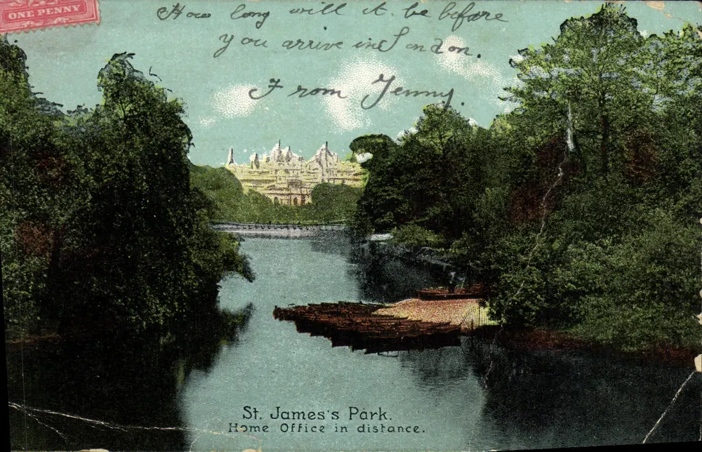 St. James's Park — Home Office in distance. — Publications. British Throughout. - Vorderseite