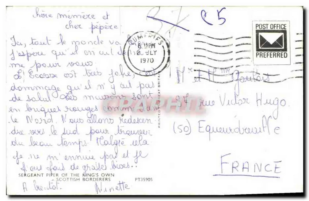 Piper écossais — en costume traditionnel près d'un lac — éditeur PT35905 - Rückseite