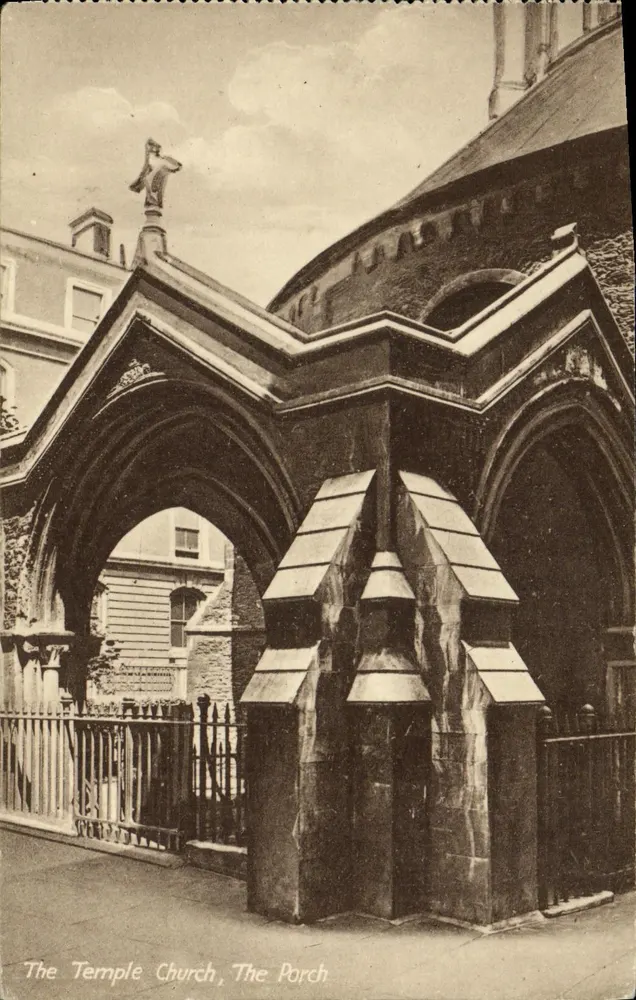 The Temple Church, The Porch — vue du porche gothique avec croix — n° 9978 - Recto