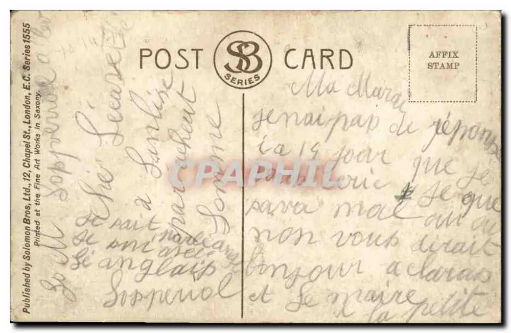 Três pessoas à mesa — cena de café — editor Solomon Bros. Ltd. n°1555 - Verso