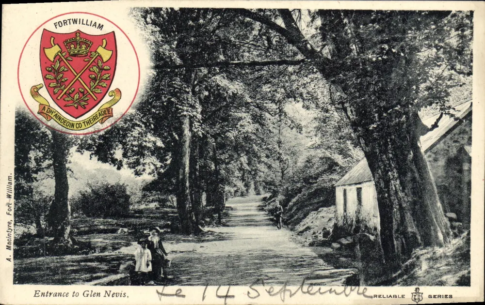 Cartolina d'epoca Ingresso a Glen Nevis - Recto