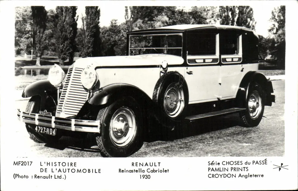 Renault Reinastella Cabriolet — 1930 — Pamlin Prints, England, Serie CHOSES du PASSÉ - Vorderseite