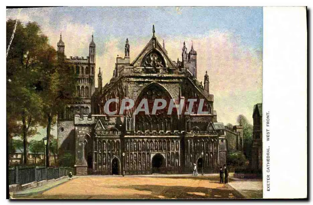 Catedral de Exeter — Frente Oeste — Raphael Tuck & Son - Frente