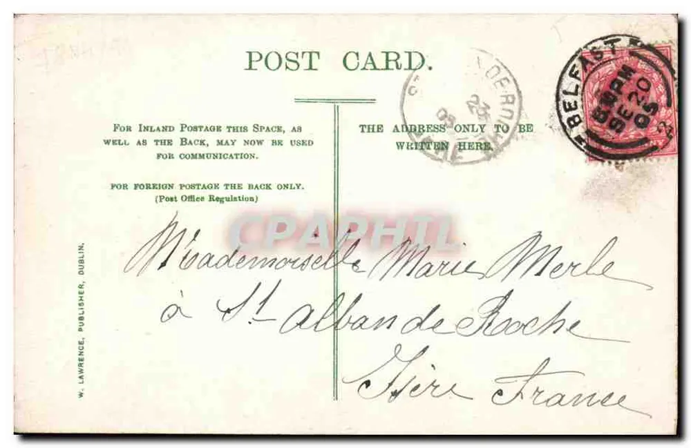 Castelo de Shane's Co. Antrim — ruínas e canhões — W. Lawrence, Dublin - Verso