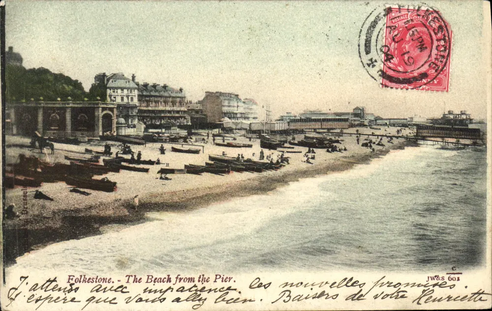 Folkestone - Plaża z promenady — JW&S 601 — wydawca Brussel - Awers