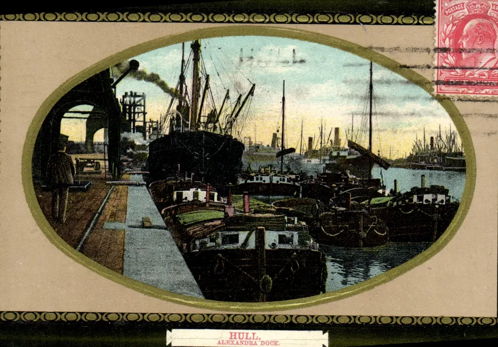 헐. 알렉산드라 드크 — 항구 전경 — The Milton Post Card, 'Sell Well' 시리즈 - 앞면