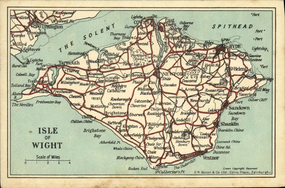Île de Wight — Carte postale touristique — G.W. Bacon & Co. Ltd. Edina Place, Édimbourg - Frente