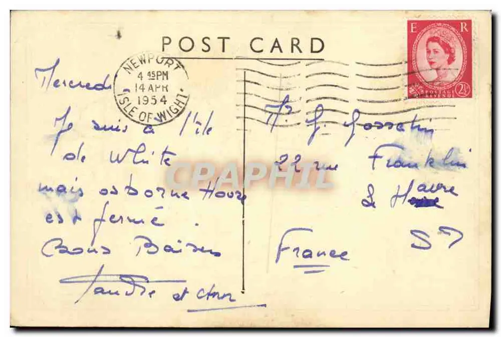 Île de Wight — Carte postale touristique — G.W. Bacon & Co. Ltd. Edina Place, Édimbourg - Verso