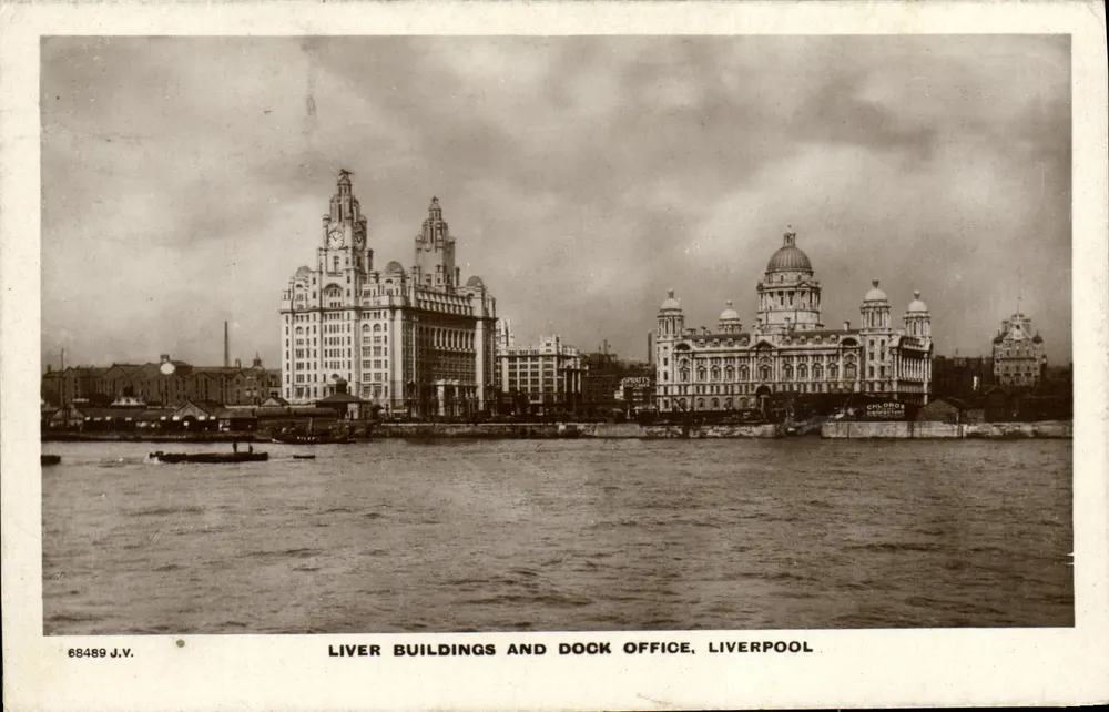 Liver Buildings and Dock Office, Liverpool — J.V. editora, n° 68489 - Frente