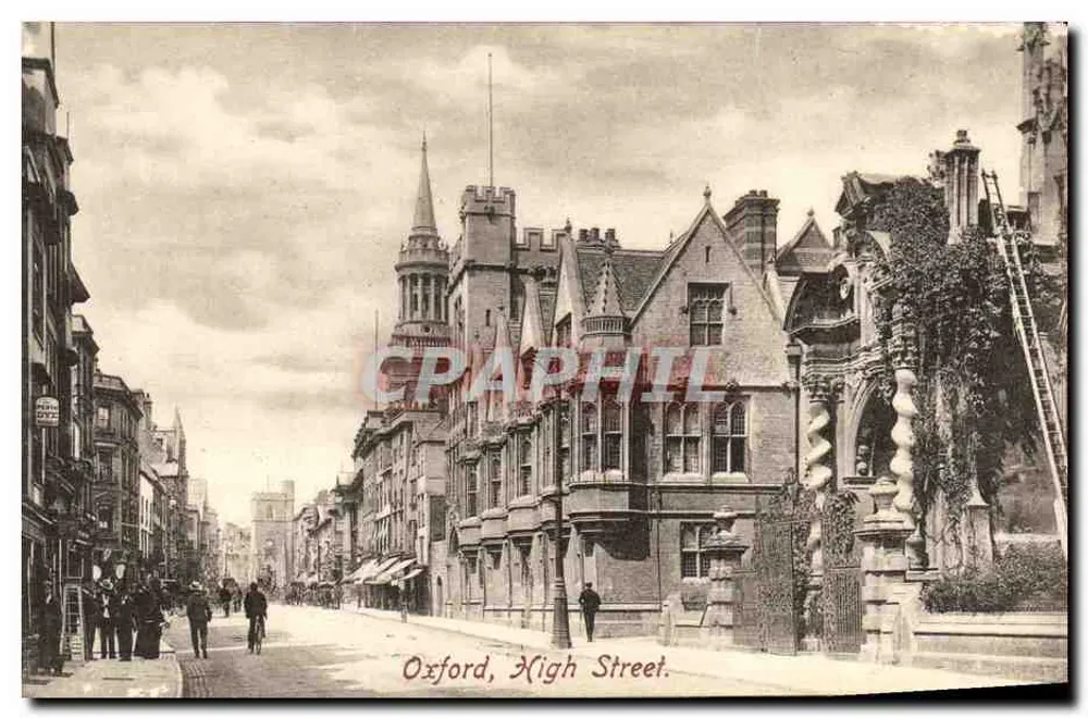 Oxford, High Street — widok ulicy z historycznymi budynkami — seria Frith's, nr 43183 - Awers