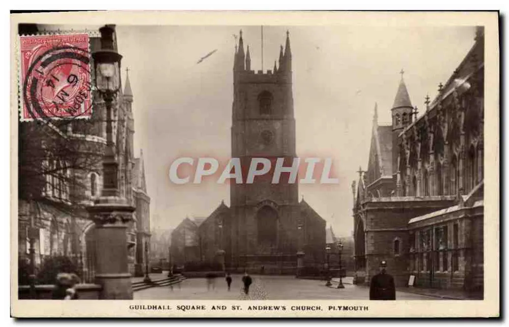 Guildhall Square und Kirche Saint-Andrew in Plymouth — Verlag A. Pencelly, Plymouth - Vorderseite