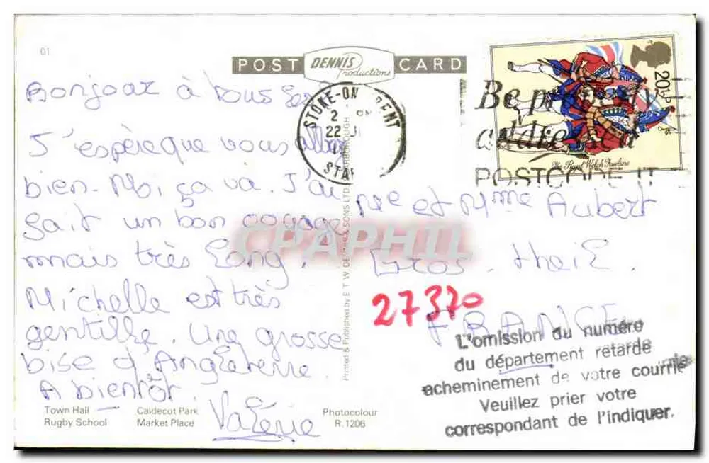 Rugby — panoramische weergave — Post Dennis Productions, n° R.1206 - Achterkant