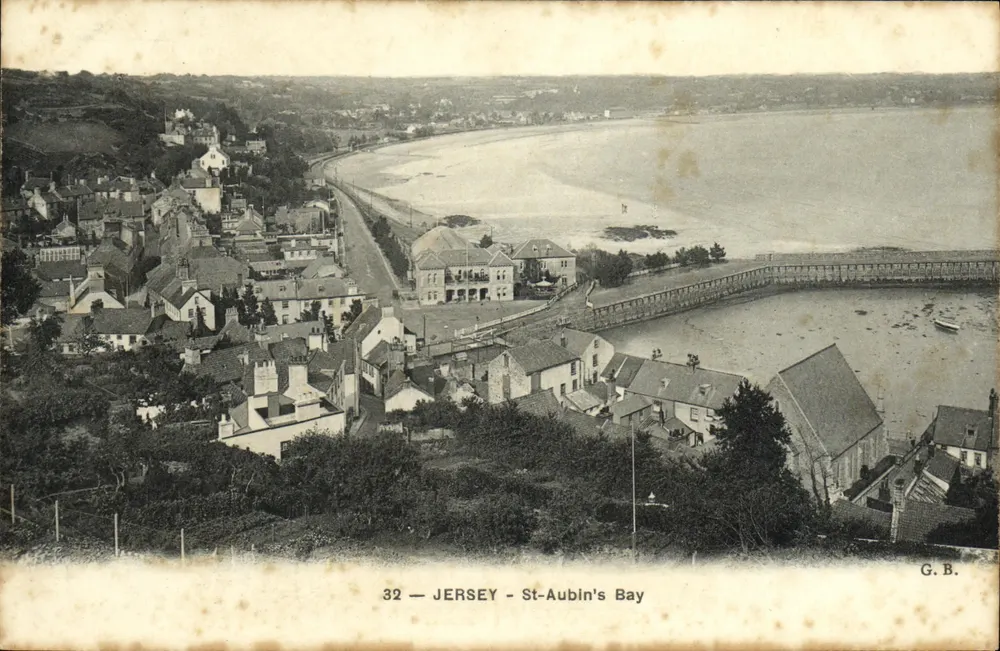 St-Aubin's Bay — Jersey — vista panorâmica — G.B. n°32 - Frente