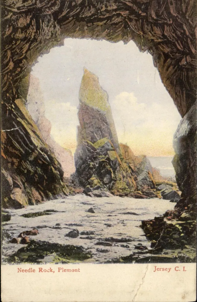 Needle Rock, Plemont — vue à travers une grotte rocheuse — éditeur The Milton, série 'Artistic' n°37863 - Awers